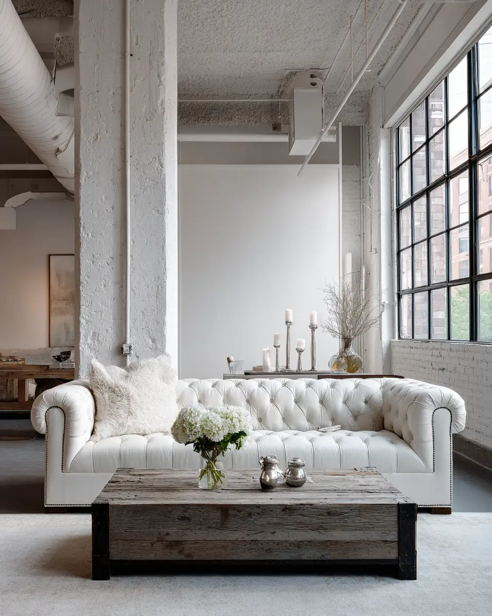 White Industrial Living Room Decor Ideas
