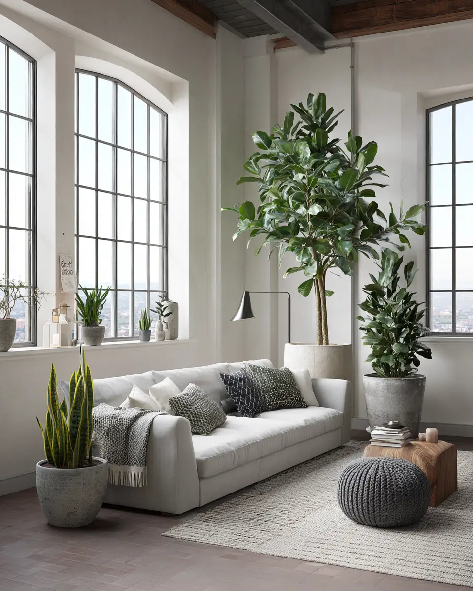White Industrial Living Room Decor Ideas