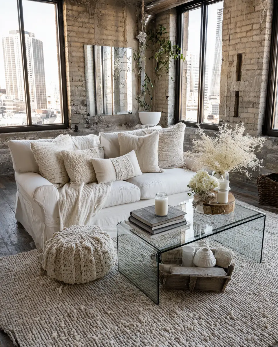 White Industrial Living Room Decor Ideas