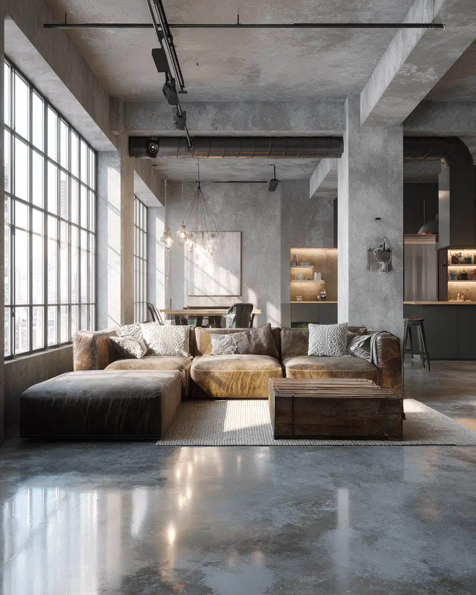 White Industrial Living Room Decor Ideas