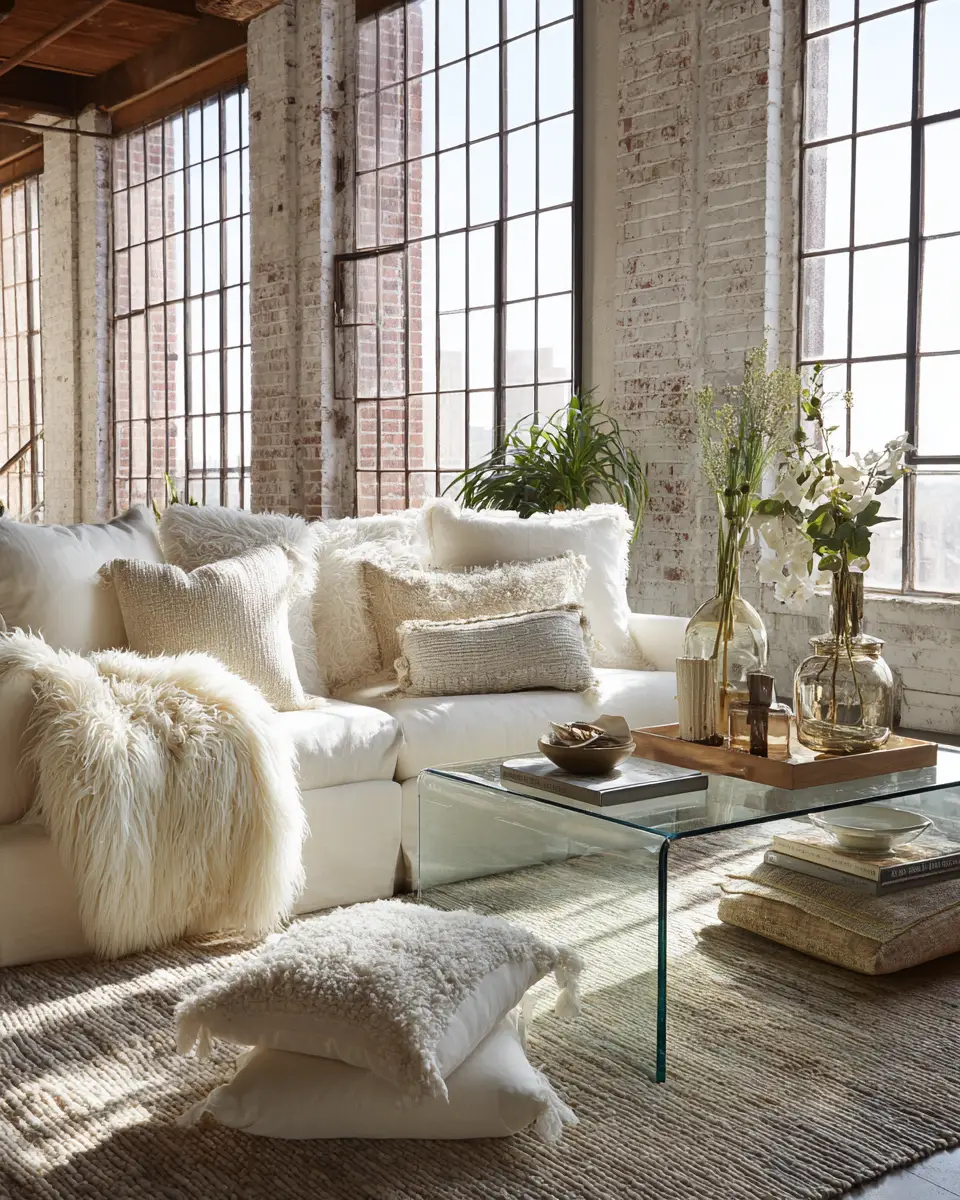 White Industrial Living Room Decor Ideas
