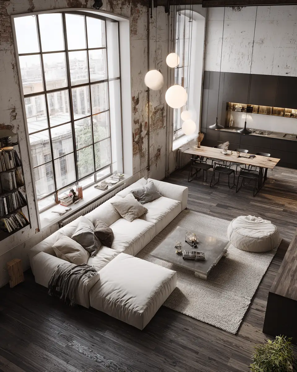 White Industrial Living Room Decor Ideas