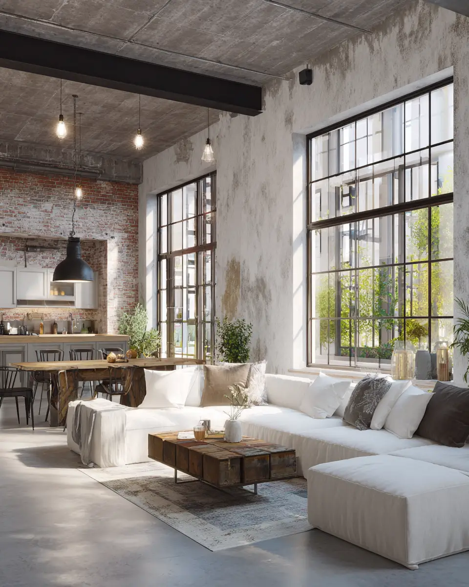 White Industrial Living Room Decor Ideas