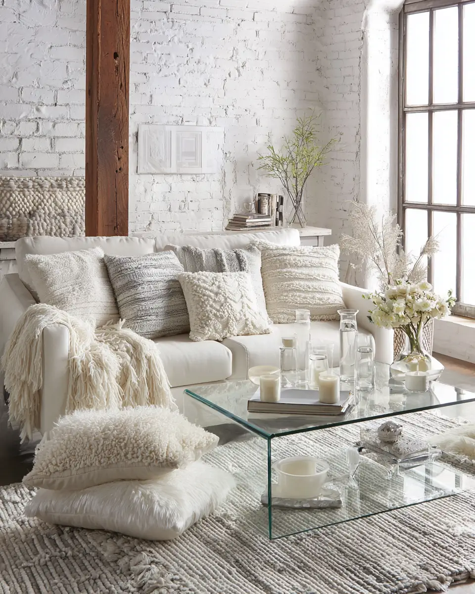 White Industrial Living Room Decor Ideas