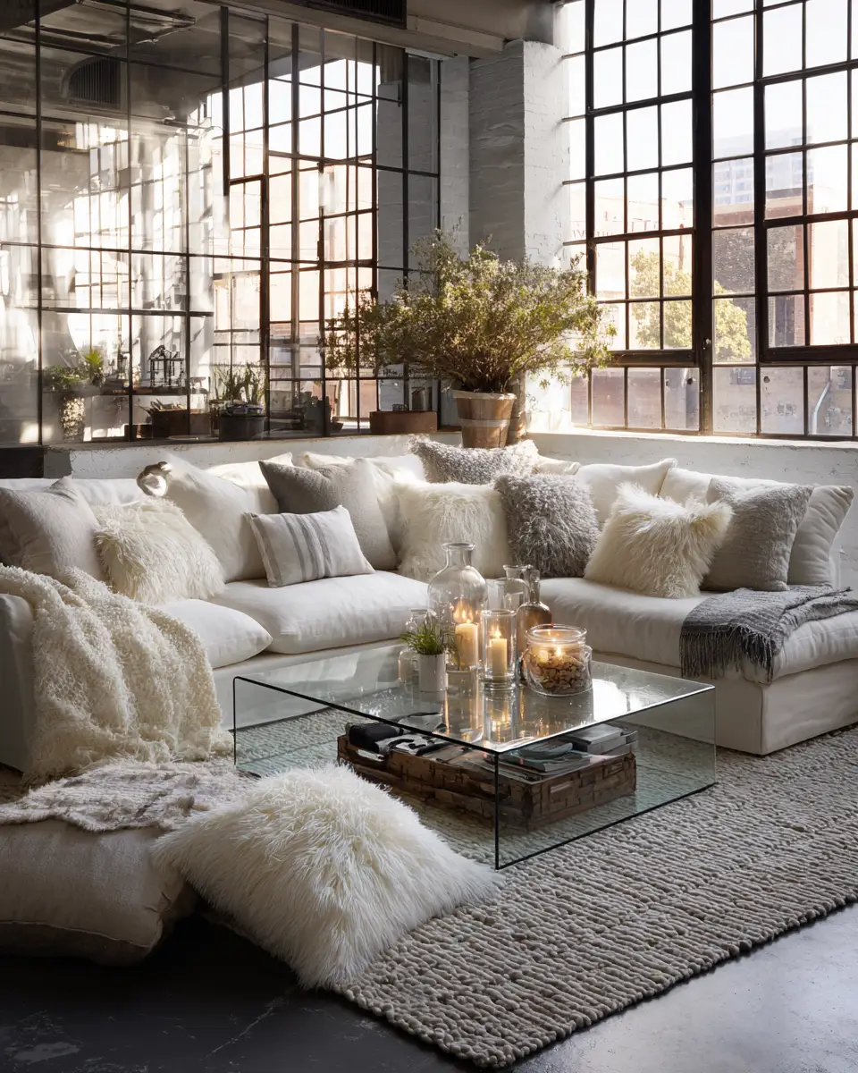 White Industrial Living Room Decor Ideas