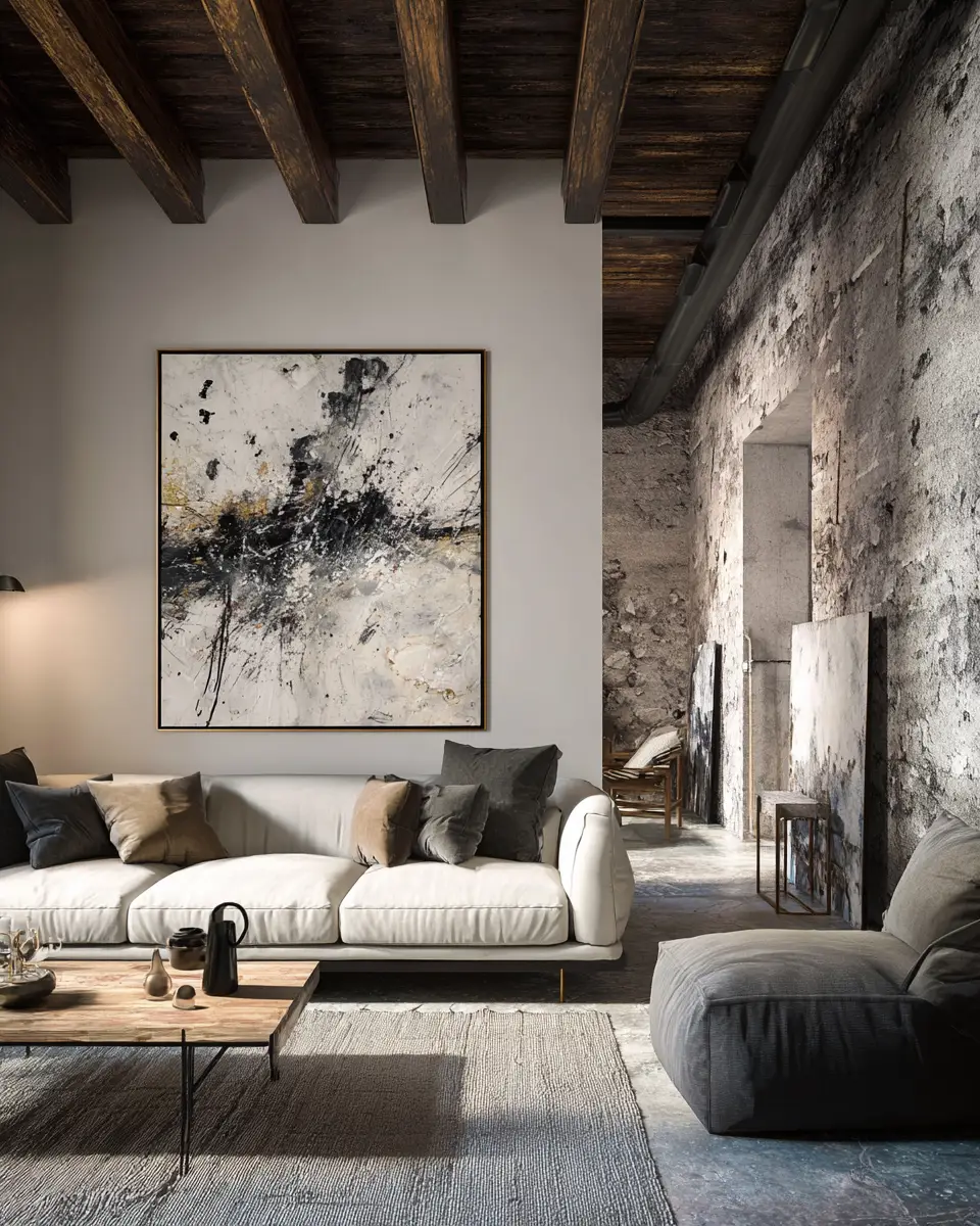 White Industrial Living Room Decor Ideas