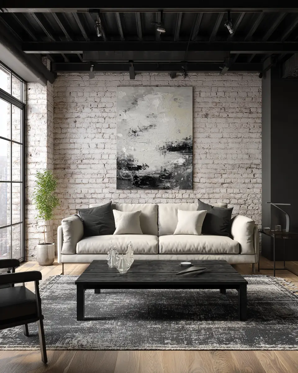 White Industrial Living Room Decor Ideas