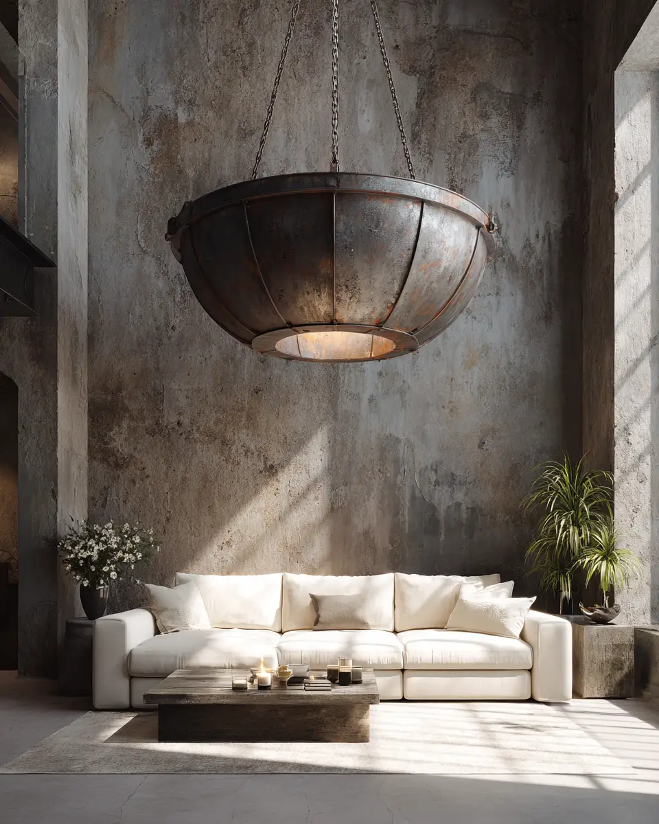 White Industrial Living Room Decor Ideas