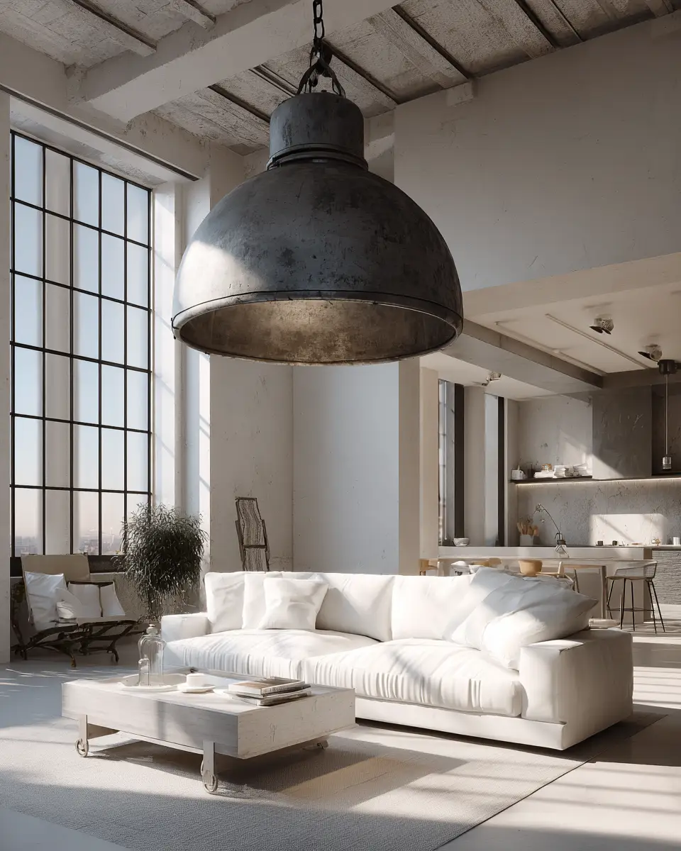 White Industrial Living Room Decor Ideas