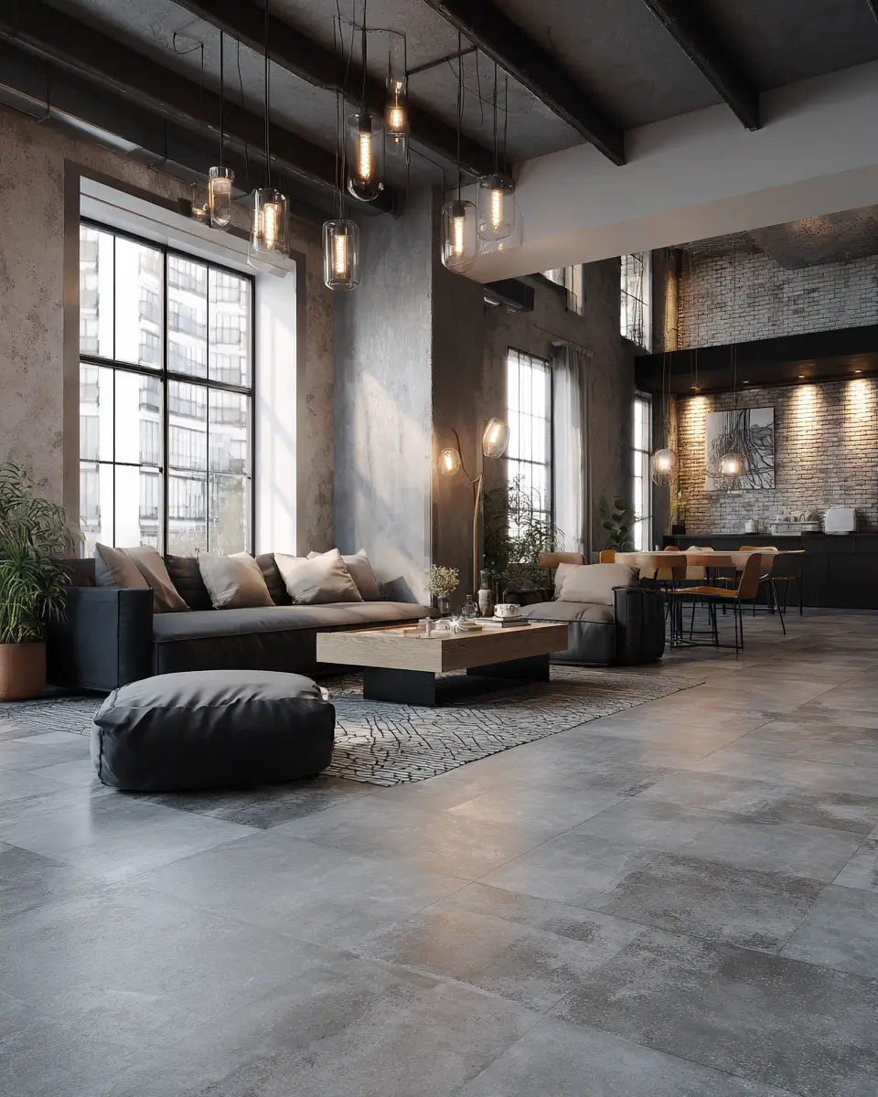 White Industrial Living Room Decor Ideas