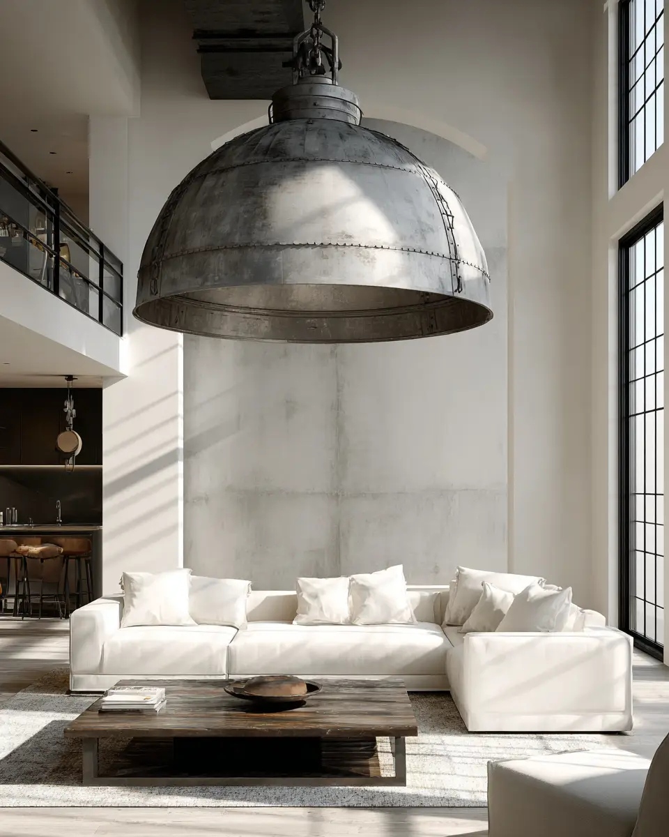 White Industrial Living Room Decor Ideas