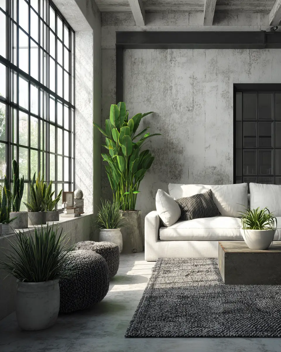 White Industrial Living Room Decor Ideas