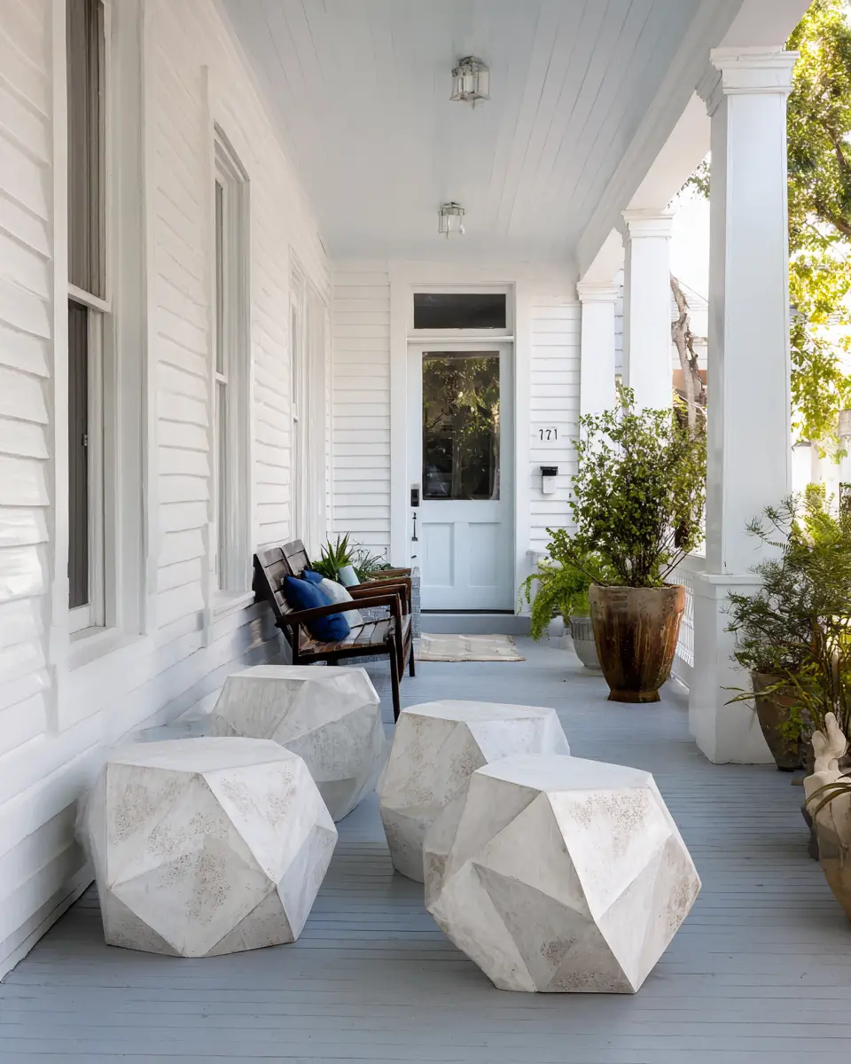 White Industrial Porch Decor Ideas