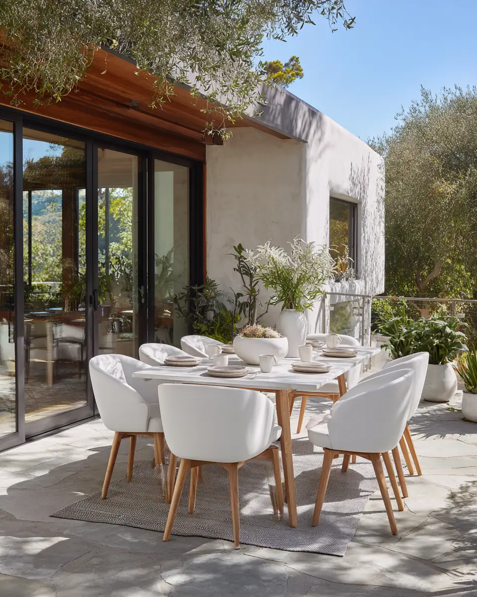 White Mid-Century Modern Patio Decor Ideas