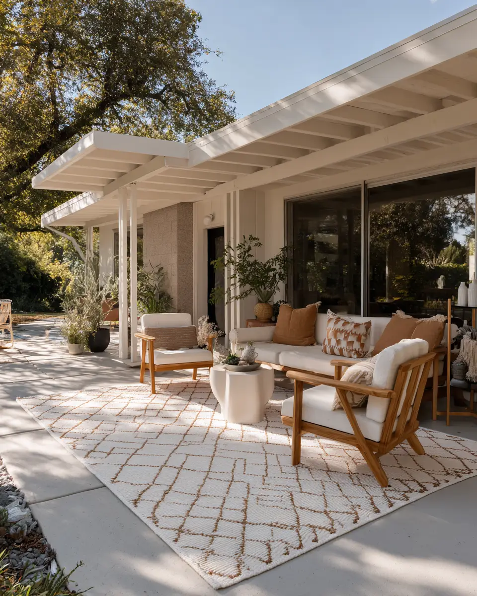 White Mid-Century Modern Patio Decor Ideas