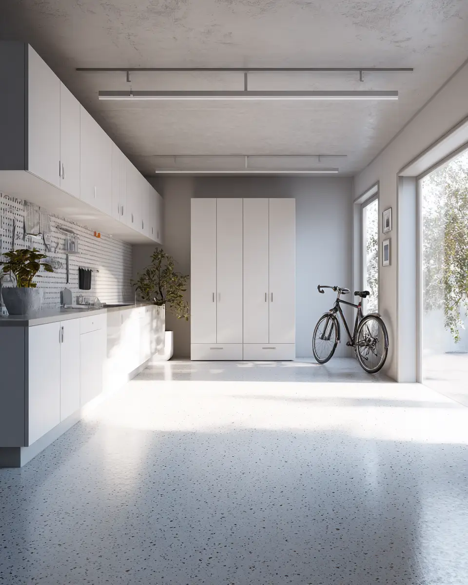 White Minimalist Garage Decor Ideas