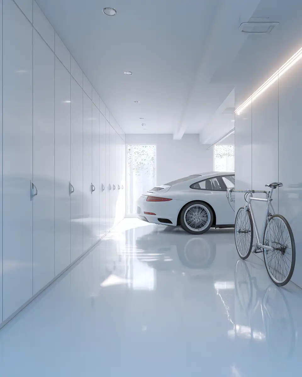 White Minimalist Garage Decor Ideas