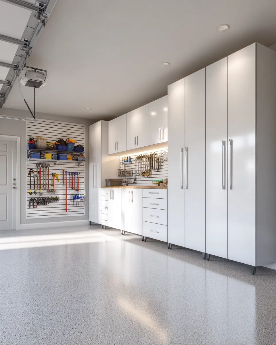 White Minimalist Garage Decor Ideas