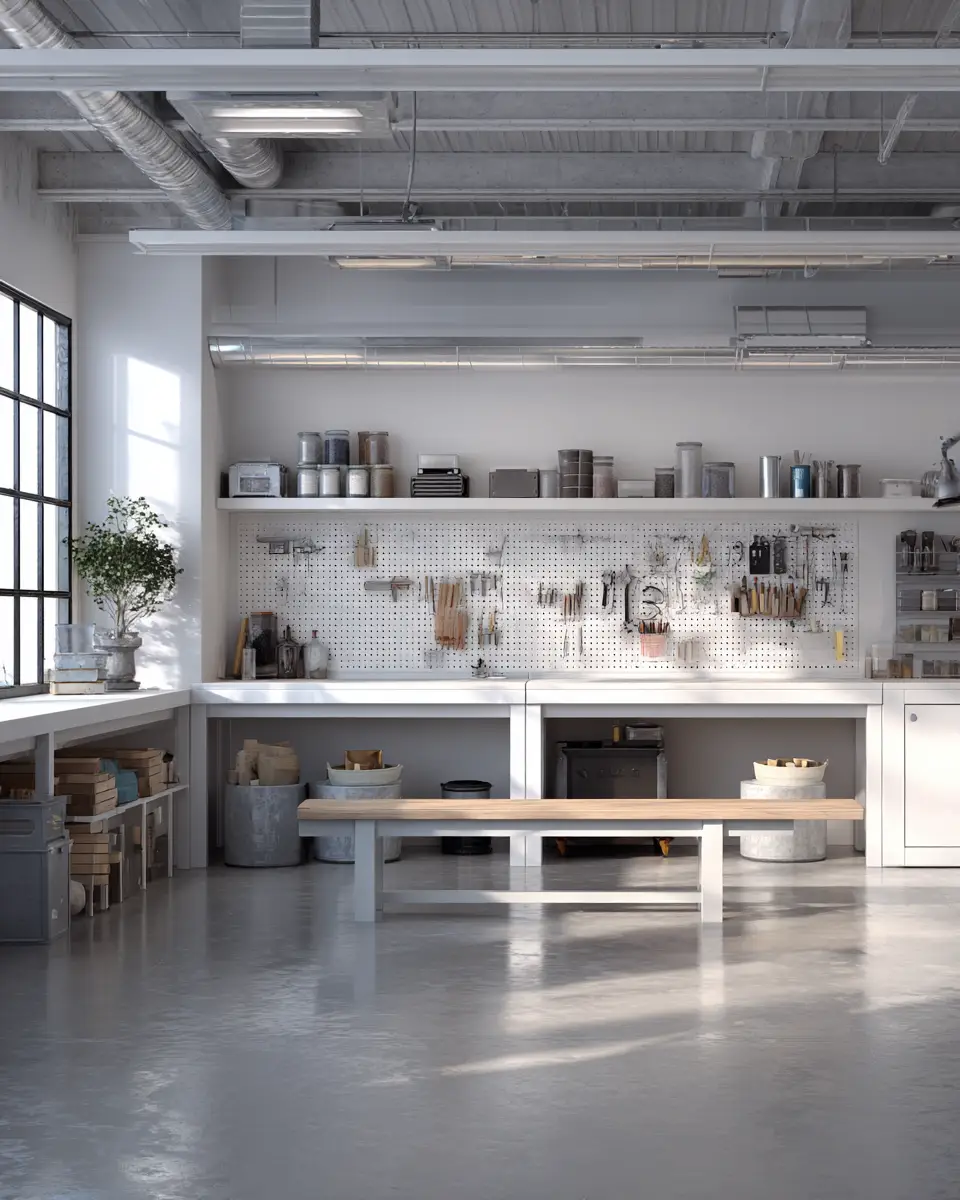 White Minimalist Garage Decor Ideas