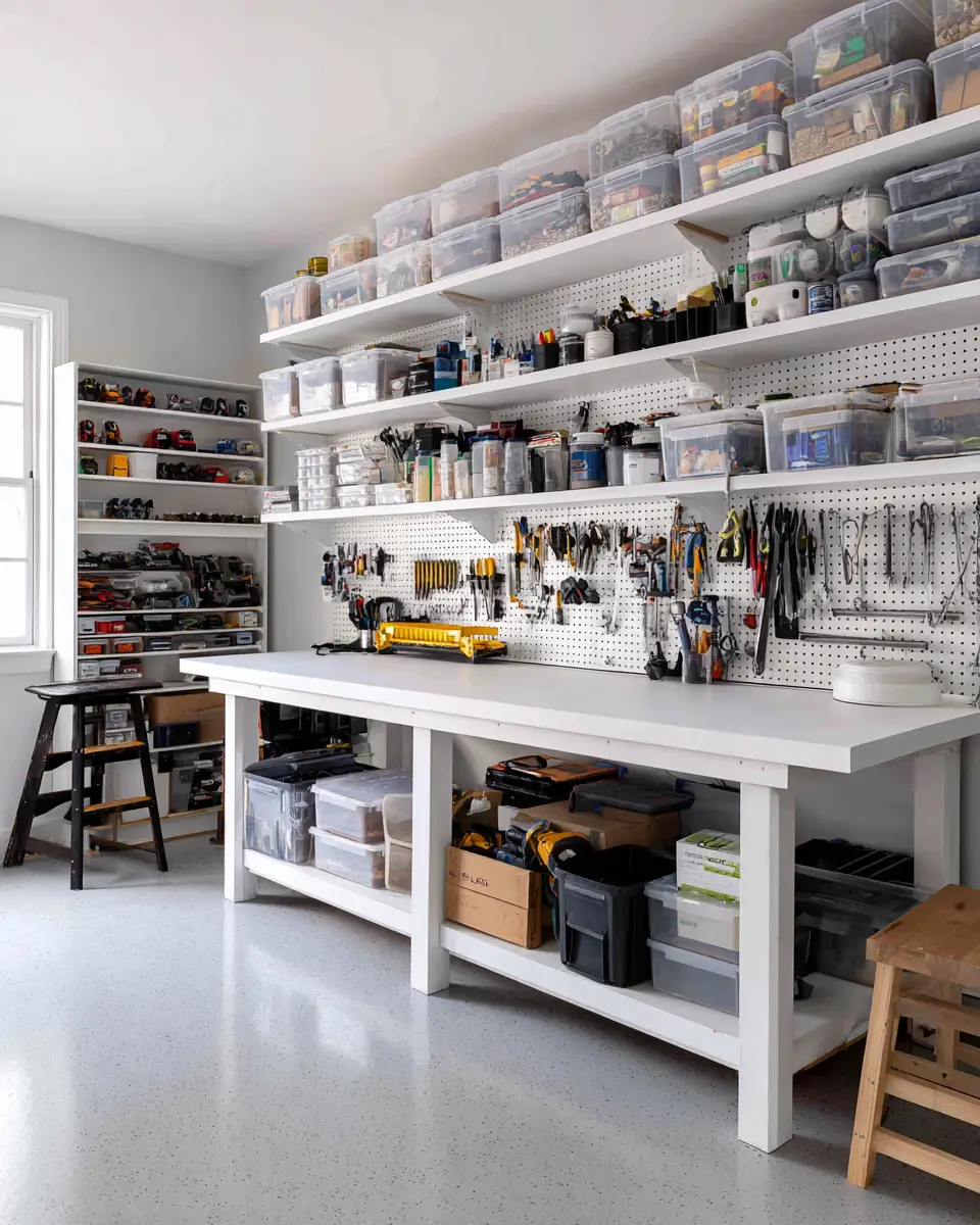 White Minimalist Garage Decor Ideas
