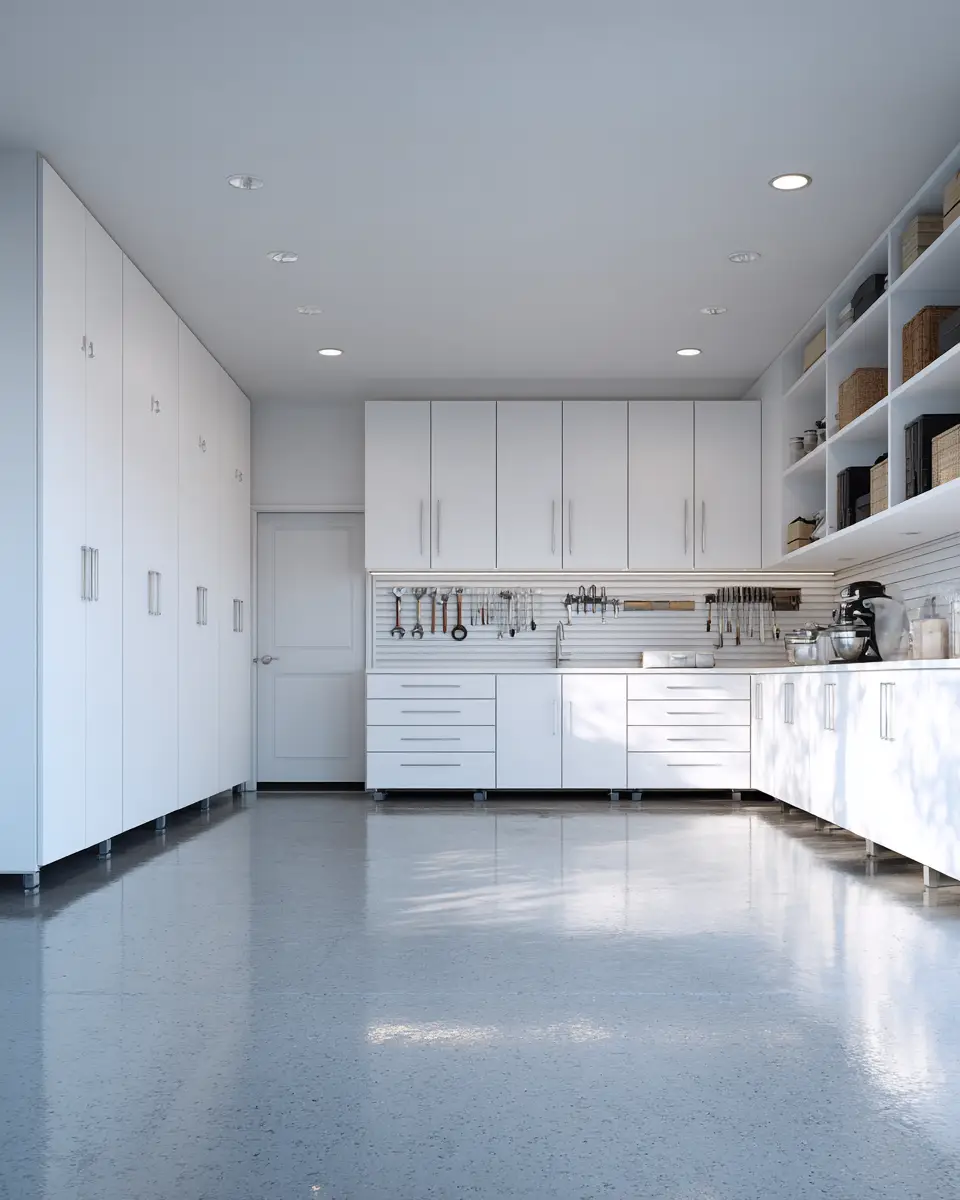 White Minimalist Garage Decor Ideas