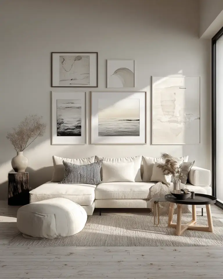 White Minimalist Living Room Decor Ideas - Featured