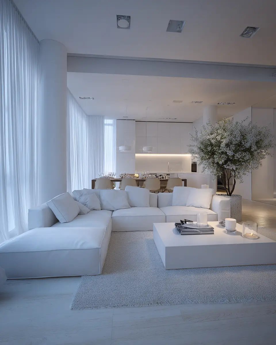 White Modern Living Room Decor Ideas