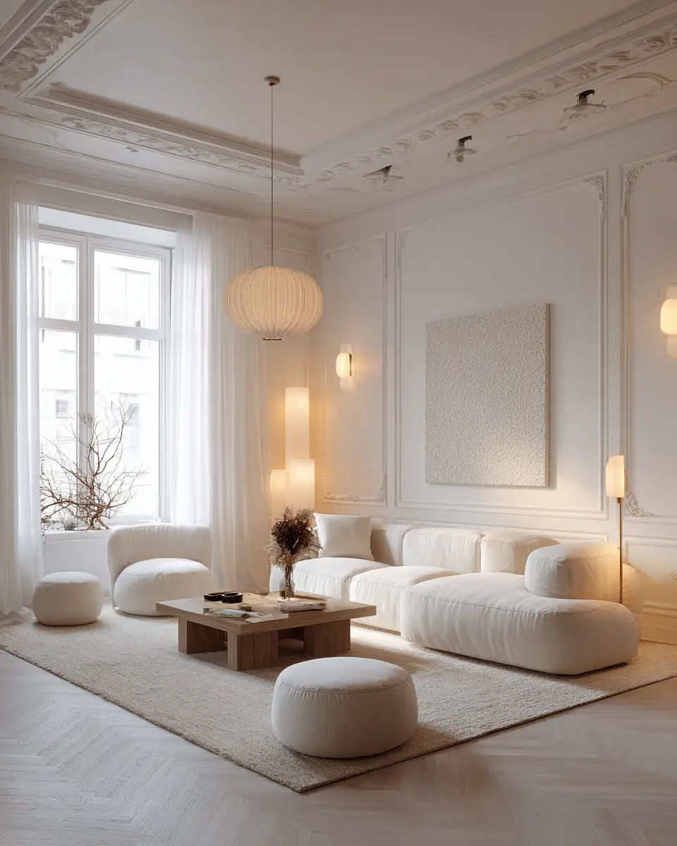 White Modern Living Room Decor Ideas