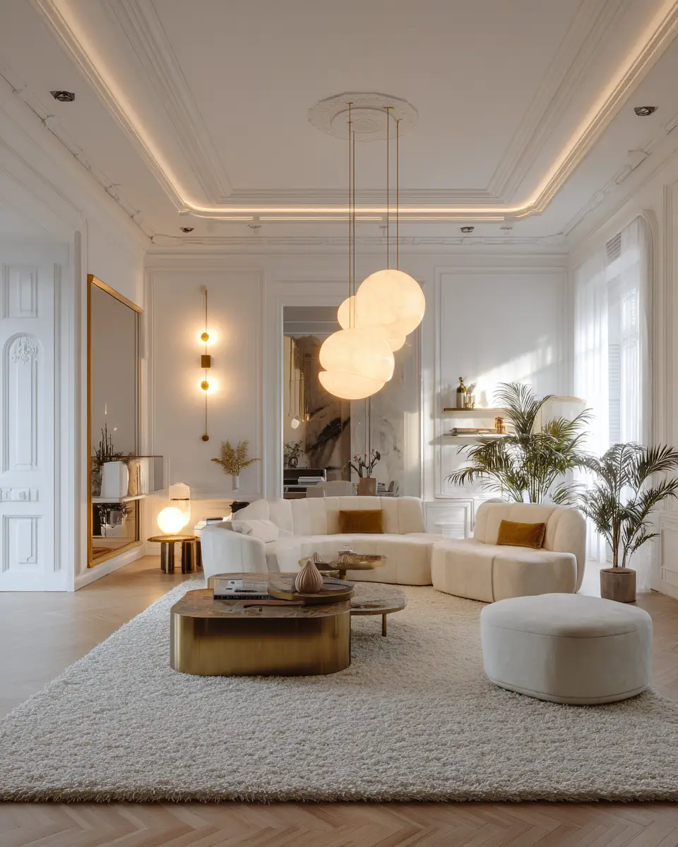 White Modern Living Room Decor Ideas