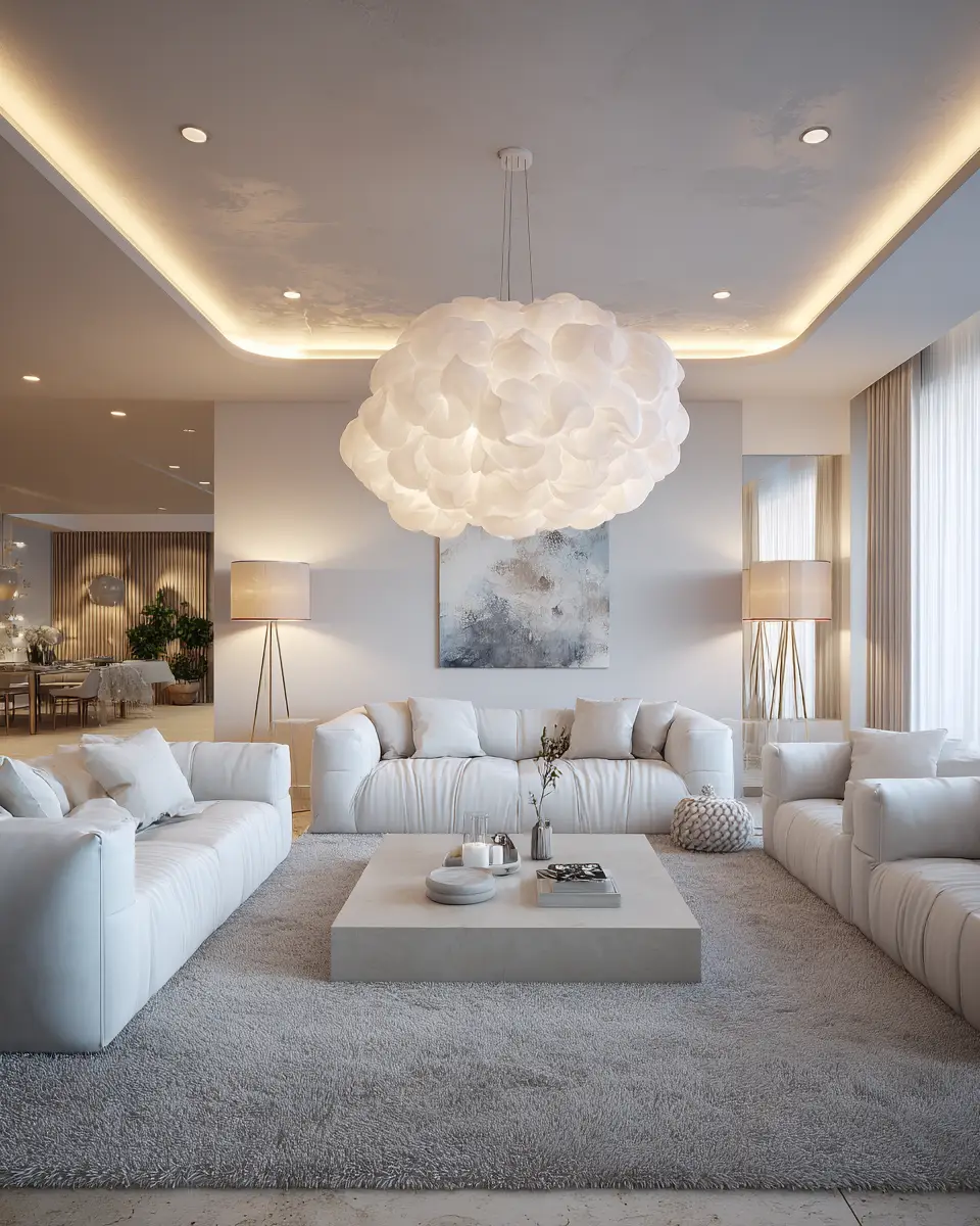 White Modern Living Room Decor Ideas