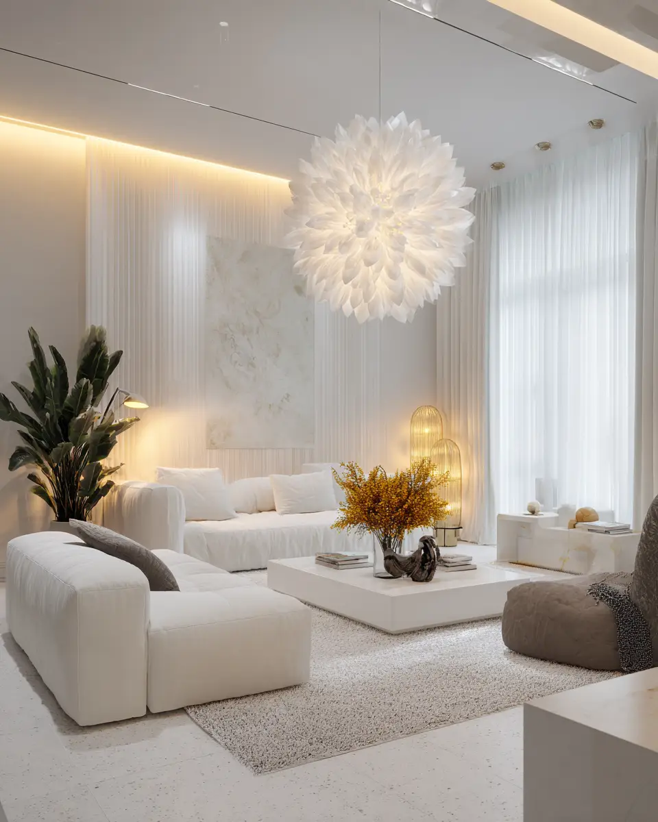 White Modern Living Room Decor Ideas