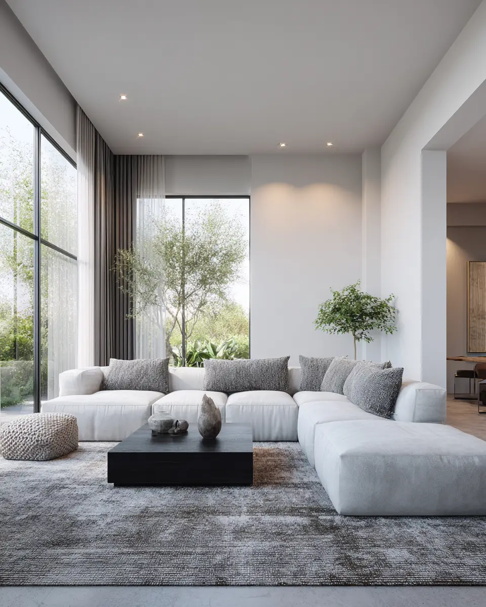 White Modern Living Room Decor Ideas