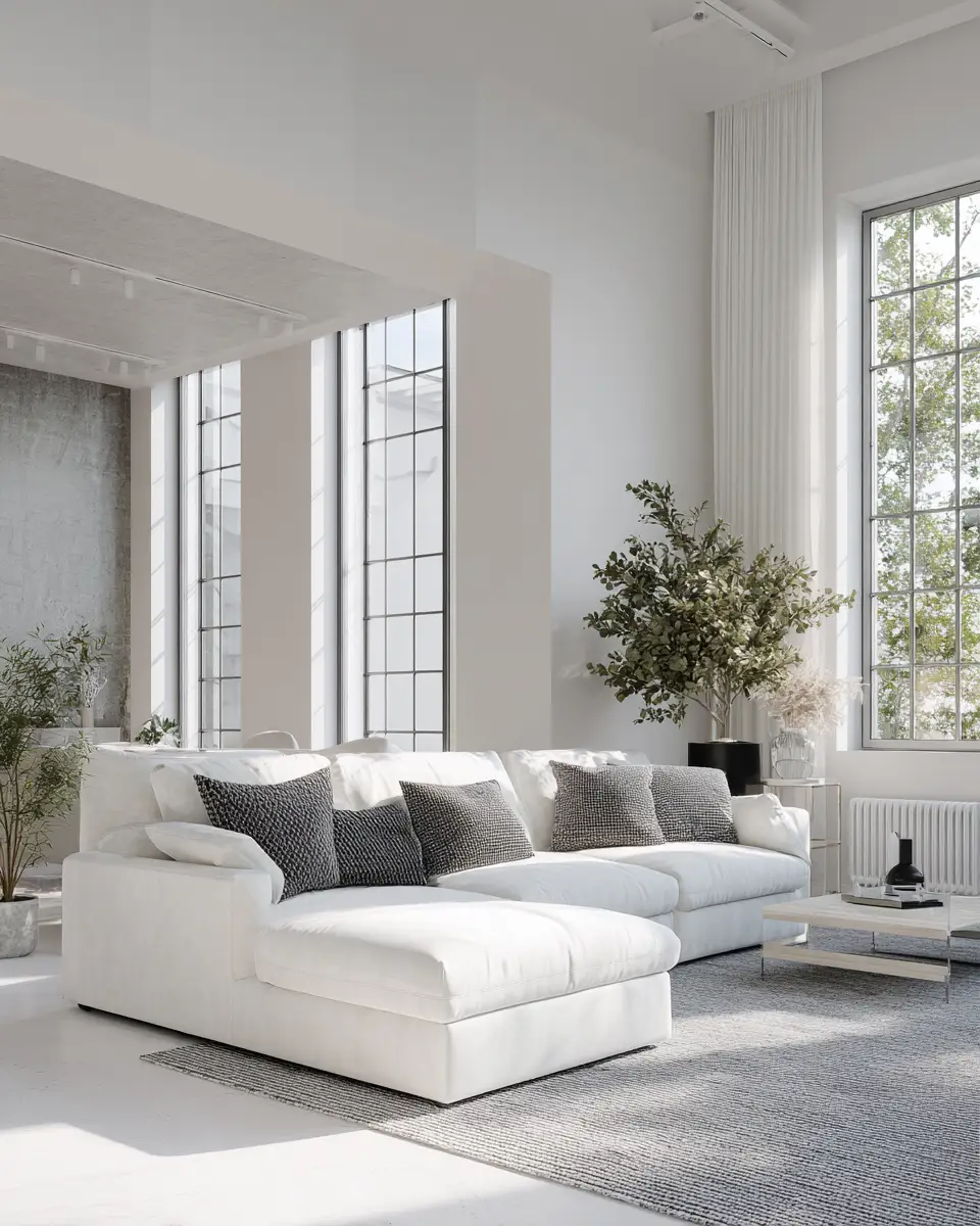 White Modern Living Room Decor Ideas