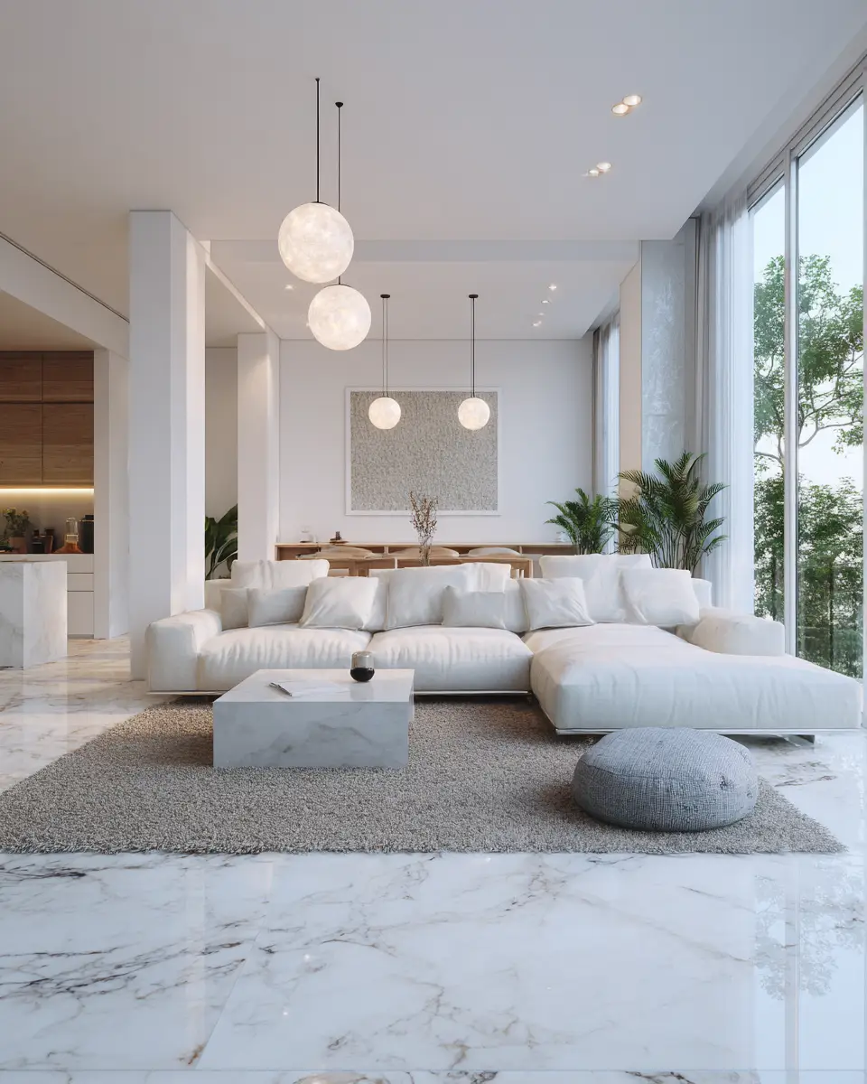 White Modern Living Room Decor Ideas