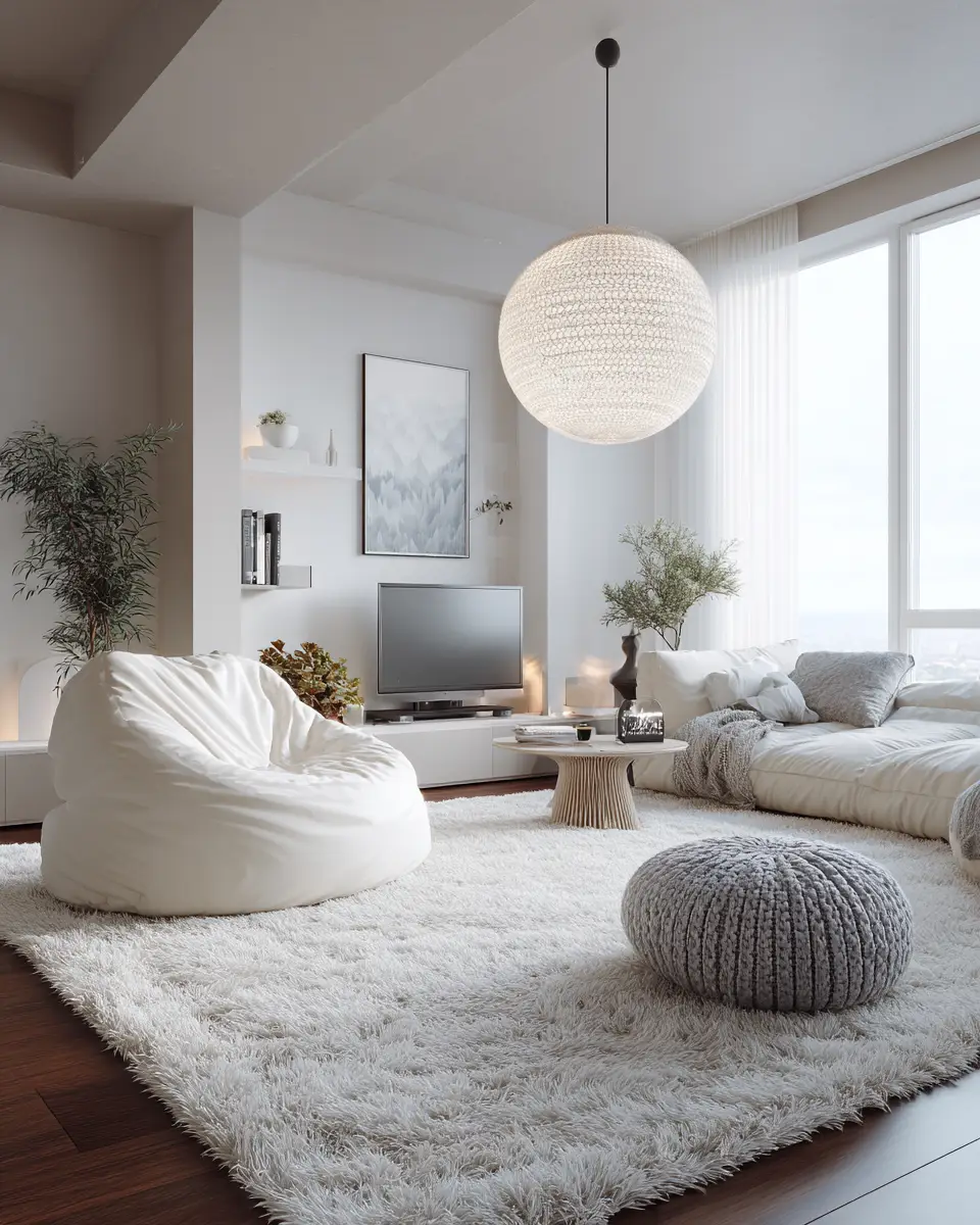 White Modern Living Room Decor Ideas