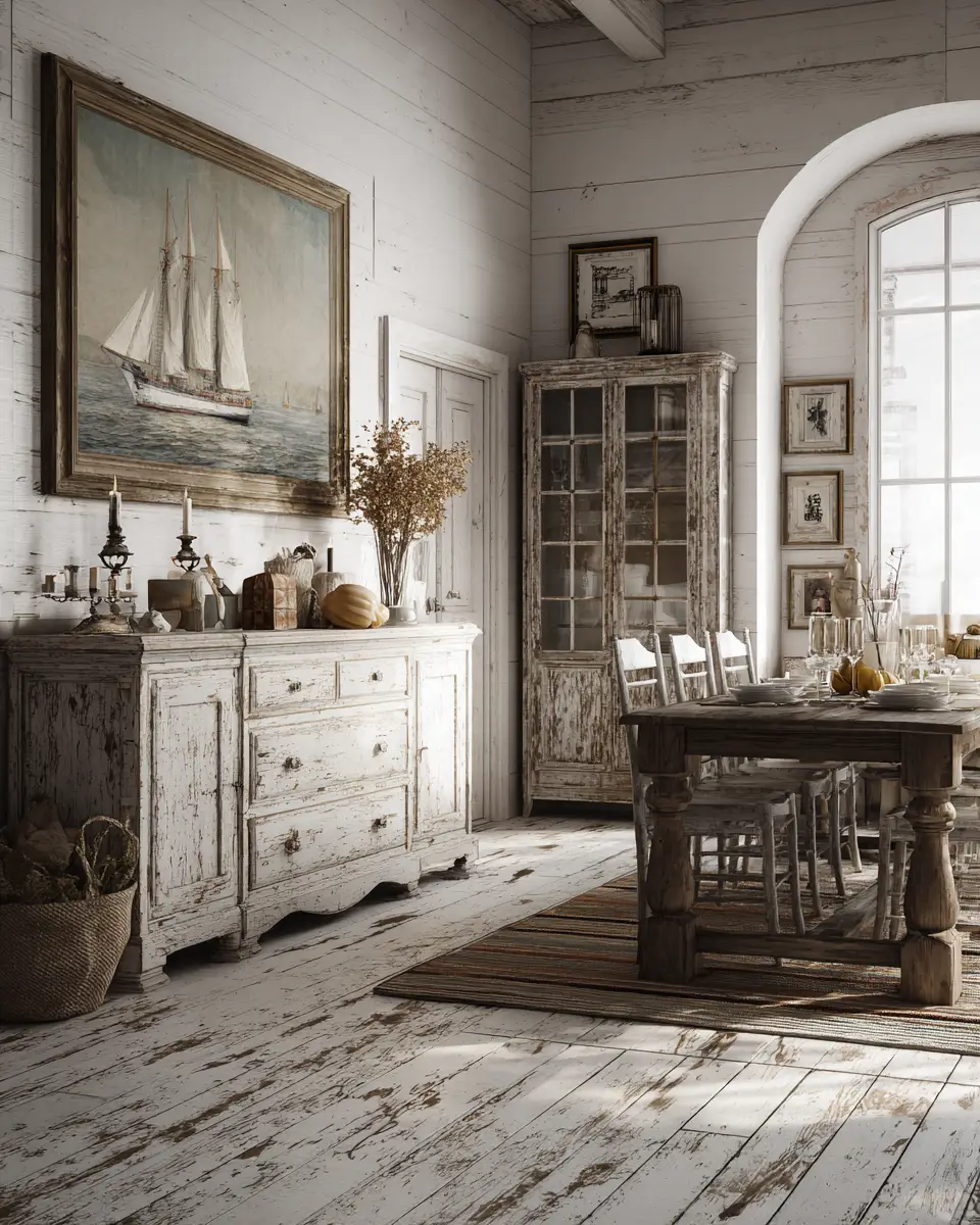 White Rustic Dining Room Decor Ideas