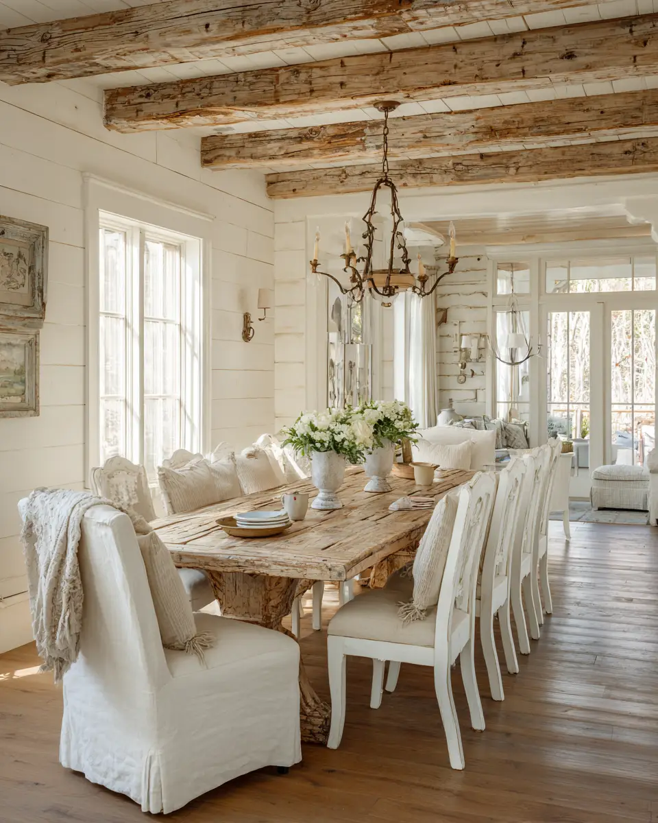 White Rustic Dining Room Decor Ideas