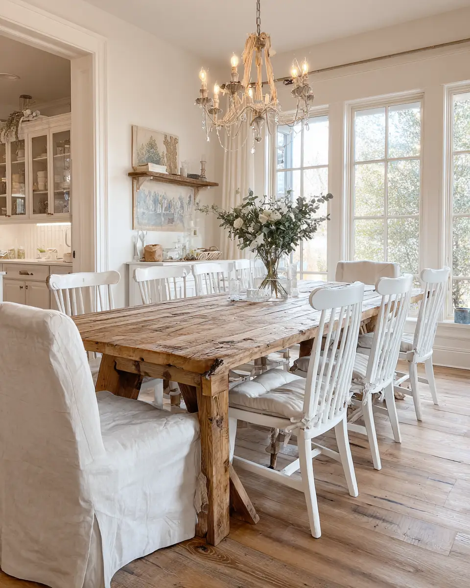 White Rustic Dining Room Decor Ideas
