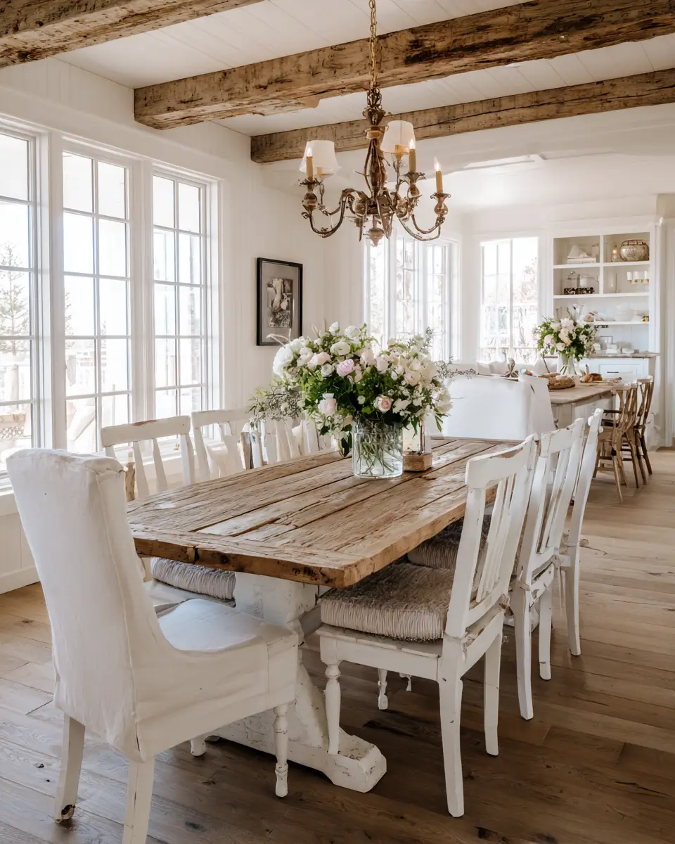 White Rustic Dining Room Decor Ideas