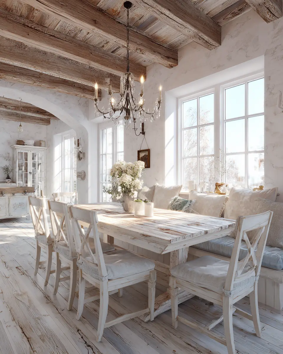 White Rustic Dining Room Decor Ideas