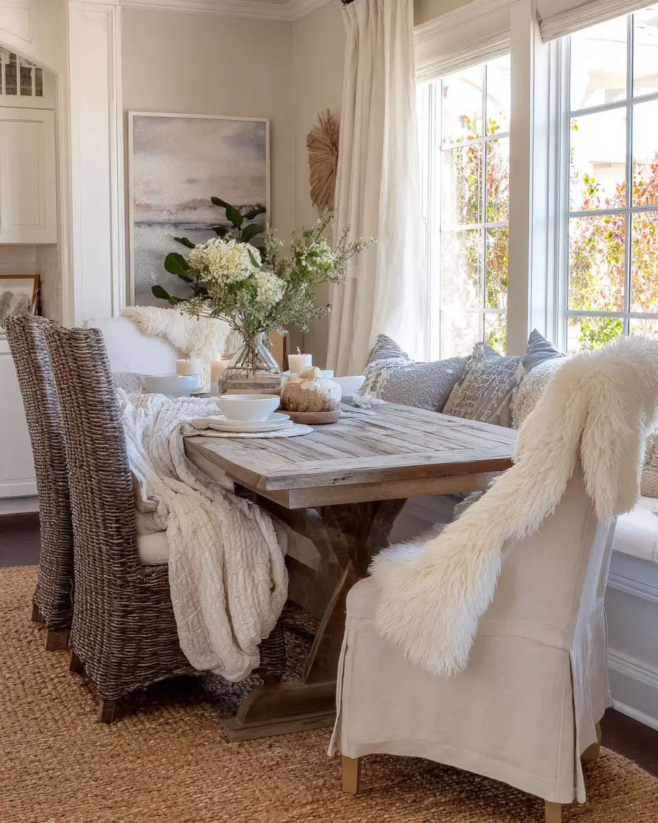 White Rustic Dining Room Decor Ideas