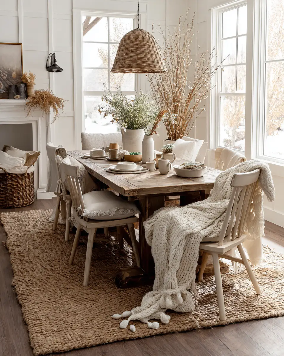 White Rustic Dining Room Decor Ideas